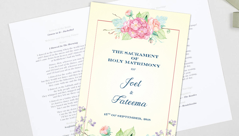 Wedding Program, Ceremony Booklet Printing in NY